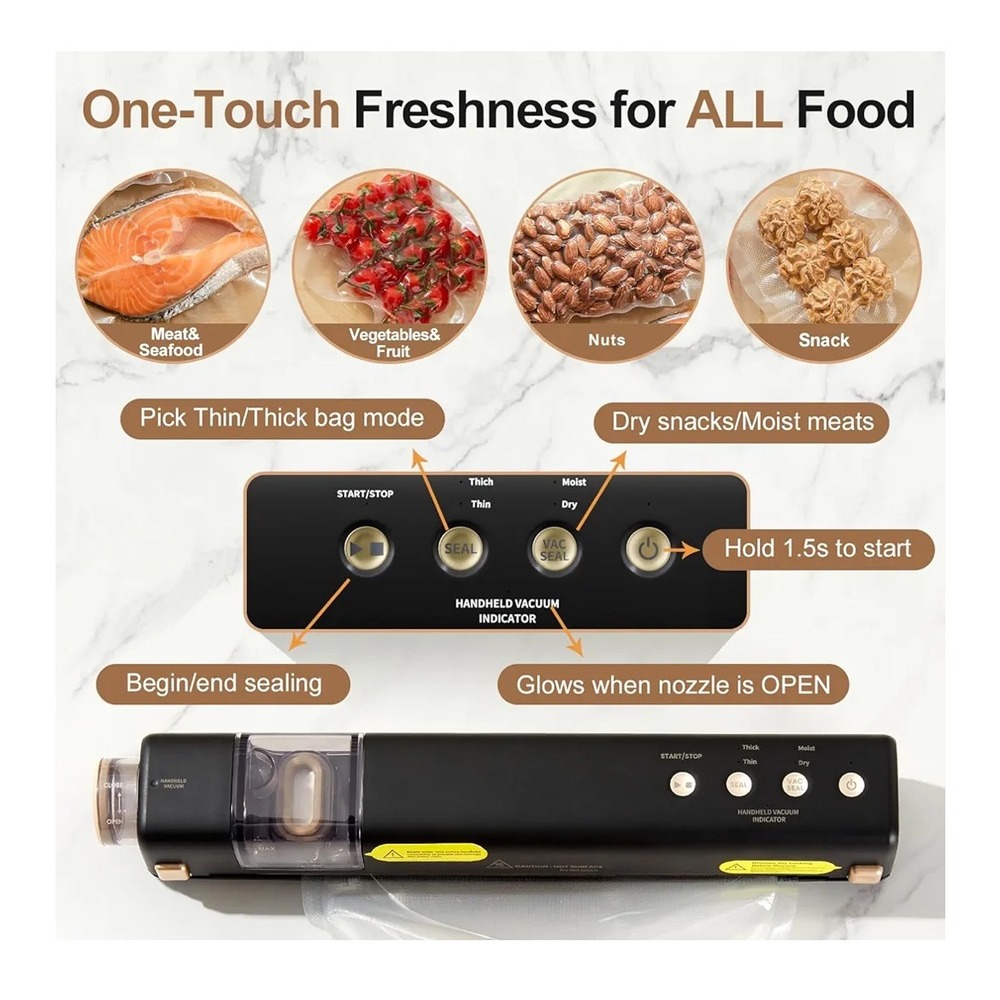 EEUZ Vacuum Sealer 2 IN 1 Handheld Automatic‎ Food Sealer 40 Bags Black - Picture 5 of 9